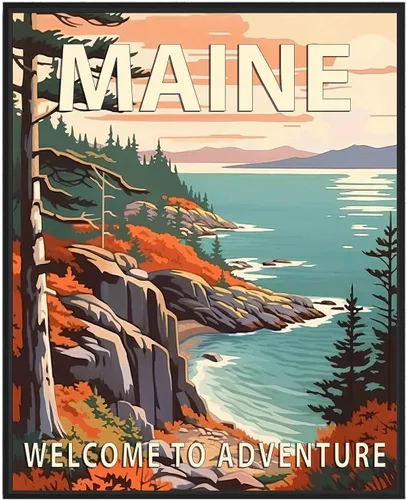 Miniatura 13 de Póster artístico de Alaska, decoración artística de paisaje retro de Estados Unidos, pintura de montaña y paisaje de aventura para dormitorio, sala