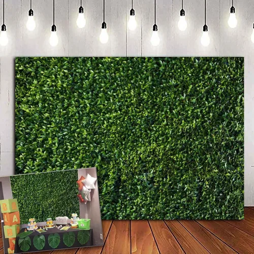 Miniatura 12 de HQM - Fondo de foto 3D de hojas verdes temáticas de primavera para naturaleza, boda, cumpleaños, recién nacido, baby shower, fotografía