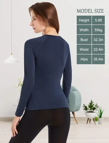Miniatura 2 de MRIGNT Paquete de 2 camisetas térmicas de capa base para mujer, camiseta cómoda para mujer
