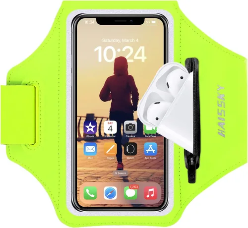 Miniatura 13 de Brazalete para teléfono celular con bolsillo con cremallera, soporte para iPhone 16 Pro Max/15/14 Pro Max/13/12/11 Pro Max/XS/XR, Galaxy S20 S10