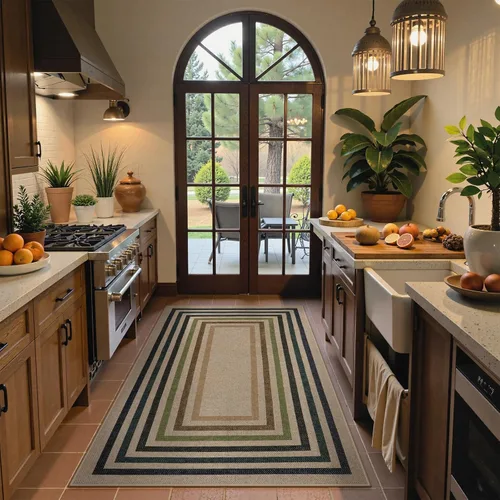 Miniatura 7 de Lahome Alfombra moderna geométrica fácil de yute para entrada, 3x5 lavable, alfombras de cocina de granja para dormitorio, contemporánea