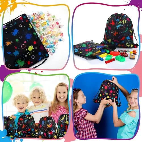 Miniatura 5 de Funtery 32 Bolsas con Cordón para Fiestas Brillantes, Favores de Fiesta Brillante, Bolsas de Dulces de Cumpleaños Neón para Adolescentes, Regalos