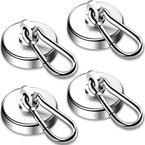 Miniatura 10 de DIYMAG Ganchos magnéticos de 70 libras, paquete de 6 imanes de neodimio resistentes con mosquetón giratorio, ideal para tu refrigerador y otras