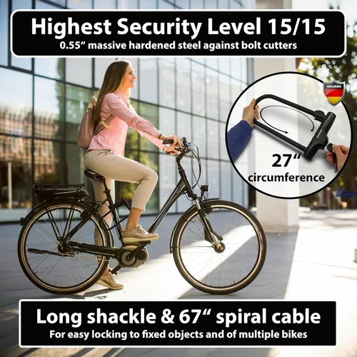 Miniatura 2 de KOHLBURG Cerradura en U con la más alta seguridad vendida con certificado de diamante seguro, grande de 13.5 x 6.7 pulgadas, resistente antirrobo