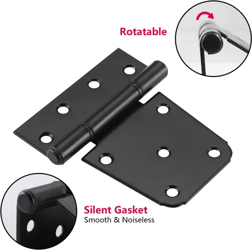 Miniatura 2 de Bisagras de puerta resistentes, paquete de 4, bisagras de puerta de granero negras de 3.5 pulgadas, bisagras de puerta de metal para puertas