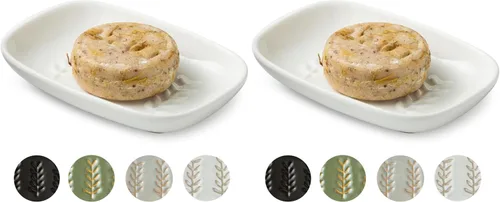 Miniatura 21 de Miamolo Jabonera limpiadora para ducha, jabonera de cerámica para barra de jabón grande, champú o esponja, bandeja ahorradora de jabón para baño