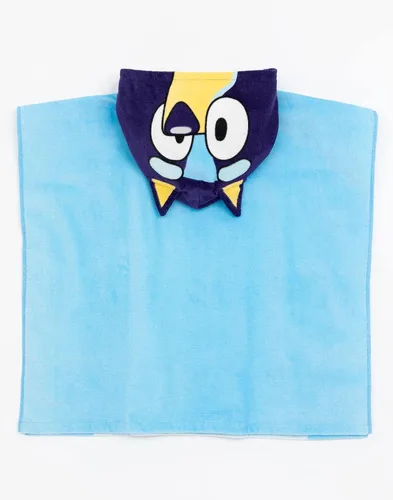 Miniatura 3 de Bluey Poncho de toalla para niños Toalla de baño de dibujos animados azul para niñas y niños con orejas 3D Traje de baño para cachorros