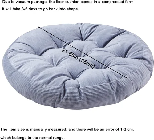 Miniatura 2 de Big Hippo Cojín grande de 22 pulgadas, asiento de pana suave para adultos, soporte de meditación de alto rebote para aliviar la presión en suelos