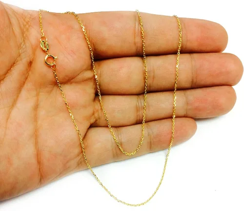 Miniatura 5 de Jewelry Affairs 14k Yellow Gold Cable Link Chain Necklace, 1.1mm