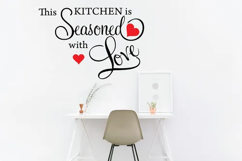Miniatura 3 de Calcomanía de pared con cita This Kitchen is SEASONED WITH LOVE