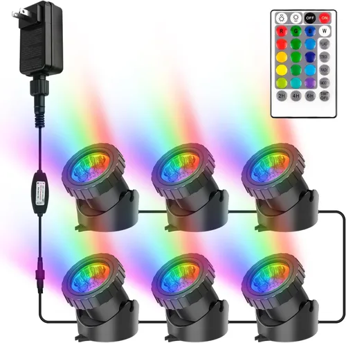 Miniatura 8 de Luces RGB para estanque con temporizador, LED sumergibles bajo el agua, coloridos focos de paisaje, 98 pies, control remoto, IP68, luces de fuente