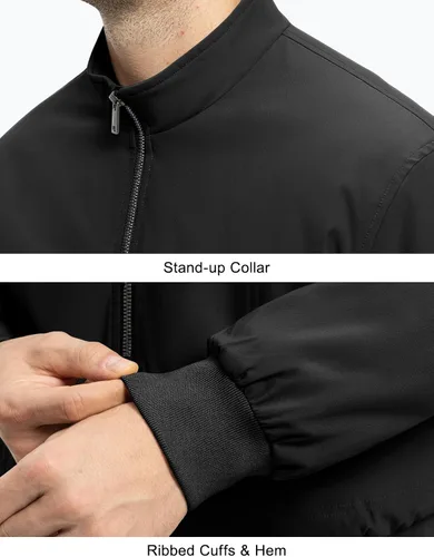 Miniatura 5 de Rdruko Chaquetas bomber ligeras de invierno para hombre, rompevientos, golf, casual, otoño, resistente al agua, elegante abrigo acolchado