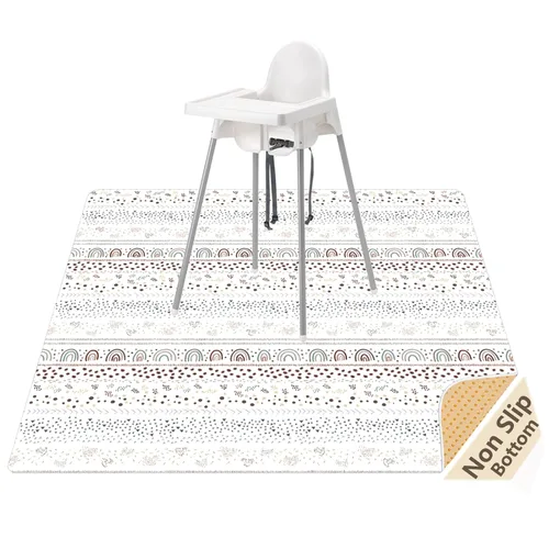 Miniatura 12 de Tapete de salpicaduras para bebé debajo de la silla alta, tapete de salpicaduras de 51 x 51 pulgadas, tapete impermeable y lavable, protector