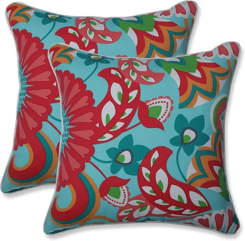 Miniatura 69 de Pillow Perfect - Cojines decorativos florales brillantes para interiores/exteriores, 2 unidades, lumbar - 11.5 x 18.5 pulgadas, verde/rojo Zoe