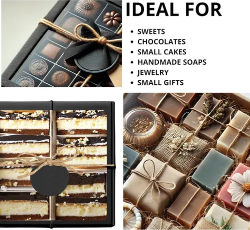 Miniatura 7 de 30PCS Cookie Boxes Black with Window - 4.13 x 4.13 x 1.18 Inch Durable Packaging for Baked Goods Small Bakery Containers for Pastries Gift Giving