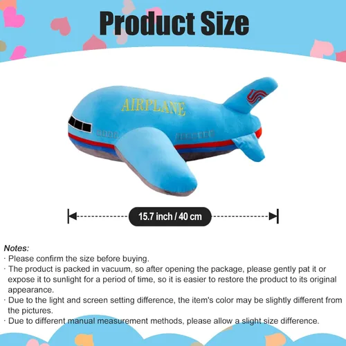 Miniatura 6 de zhidiloveyou Almohada de peluche azul de avión de 15.7 pulgadas, regalo para niños
