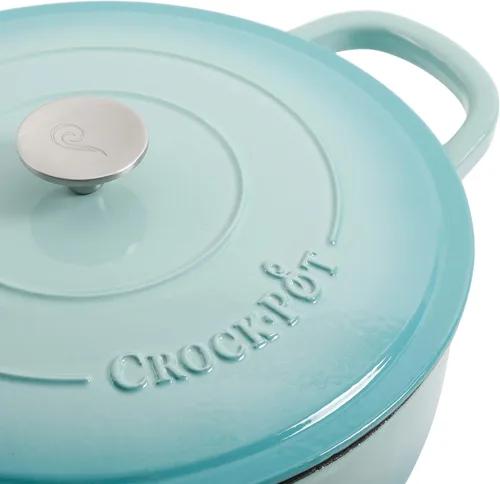 Miniatura 3 de Crock Pot Artisan - Cacerola de hierro fundido esmaltado con tapa, 5 cuartos de galón, azul aguamarina