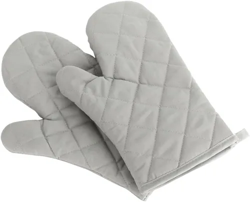 Miniatura 2 de Guantes para horno, guantes de cocina premium resistentes al calor de algodón y poliéster acolchados de gran tamaño tipo manopla, 1 par rosa