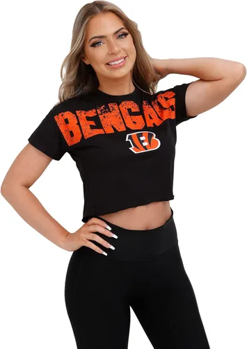 Miniatura 7 de FOCO NFL Womens NFL Team Logo Ladies Fashion Distressed Wordmark Petite Size Crop Top Shirt
