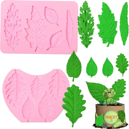 Miniatura 12 de Moldes grandes para fondant de hojas de tortuga, moldes de silicona para plantas de helecho de palma hawaiana, moldes de chocolate para hornear