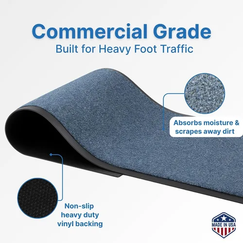 Miniatura 2 de Consolidated Plastics Tapete económico para interiores y exteriores con parte trasera de goma antideslizante, absorbe el agua, alfombra resistente