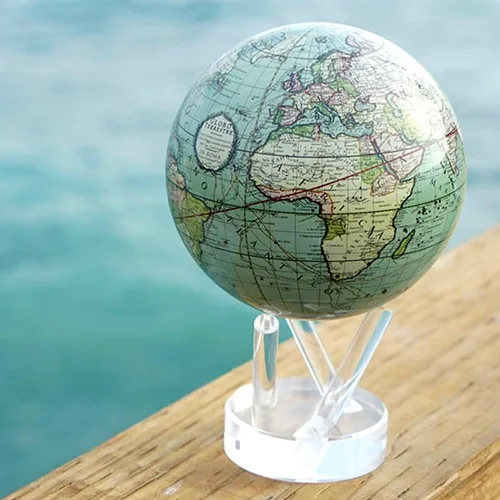 Miniatura 8 de MOVA Globe - Antiguo Cassini Green Classic (4.5 pulgadas) Globo de escritorio giratorio alimentado por energía solar Regalo decorativo clásico