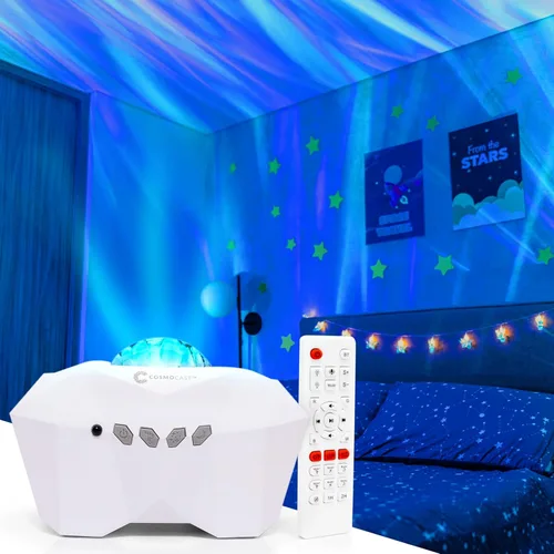 Proyector de luz Aurora Borealis, lámpara de aurora boreal, luz nocturna de estrella de galaxia para dormitorio, decoración de habitación para Blanco