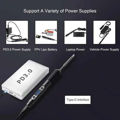 Miniatura 4 de Soldador eléctrico, SEQURE D60B Pro Kit de soldadura portátil, compatible con PD 3.0, apagado y apagado automático, cable XT60, adaptador