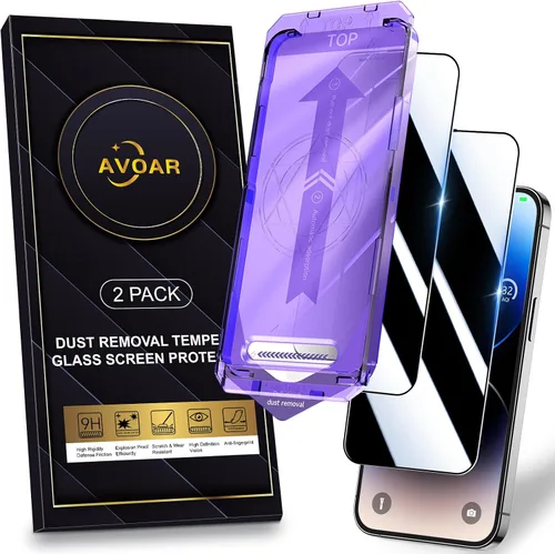 Miniatura 27 de Paquete de 2 protectores de pantalla de privacidad para iPhone 13 Pro Max /14 Plus [kit de alineación automática] vidrio templado, protección