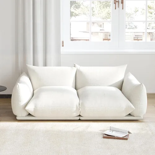 Sofá de nube de asiento profundo de 77 pulgadas, moderno sofá modular de chenilla, sofá modular de 2 asientos con cojines gruesos de felpa y otomana