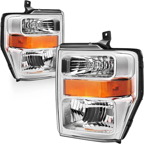 Miniatura 10 de AUTOSAVER88 Juego de focos delanteros compatibles con Ford F250 F350 F450 F550 Super Duty 1999-2004/2000-2004 Ford Excursion, carcasa cromada, lente