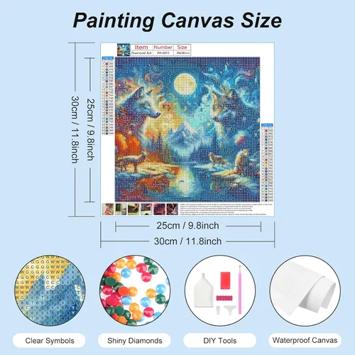 Miniatura 5 de FHBUBPUP Kits de pintura de diamantes 5D para adultos, kits de arte de diamante de lobo para principiantes, arte de gemas de diamante redondo