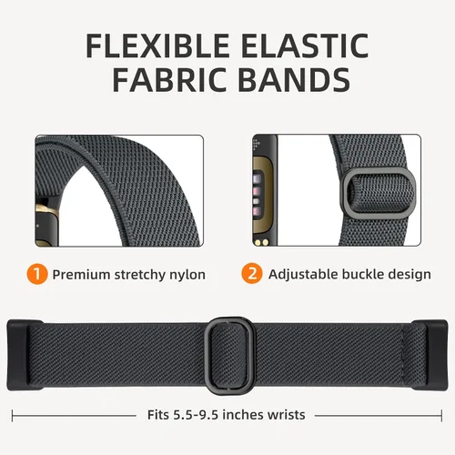 Miniatura 3 de Maledan Correa deportiva compatible con Fitbit Charge 5 bandas/Fitbit Charge 6 bandas para mujeres y hombres, correa de nailon tejida suave