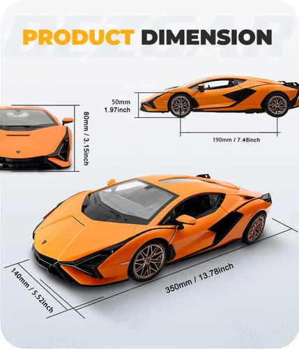 Miniatura 2 de BEZGAR Auto de control remoto - 1:14 Lambo Sián FKP 37 eléctrico, deportivo, de carreras, juguete de auto con puerta abierta, serie de autos RC