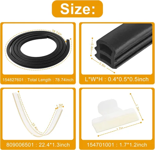 Miniatura 3 de 154827601 Kit de sello de puerta de lavavajillas para Frigidaire - Juego de repuesto incluye junta de puerta 154827601, sello inferior 809006501