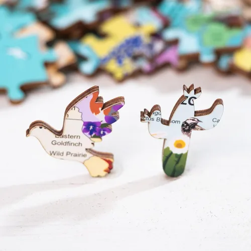 Miniatura 6 de Rompecabezas de madera con mapa de pájaros y flores del estado de EE. UU., 152 piezas, 15 x 10 pulgadas