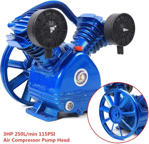 Miniatura 3 de Cabezal de bomba de compresor de aire de cilindro gemelo de 2.2KW (3HP), reemplazo de la bomba del compresor de aire, 250L/min 115 Psi V