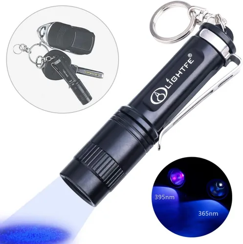 Miniatura 5 de Linterna de llavero UV de luz negra con fuente LED UV de alta potencia de 395 nm de alta potencia y haz fuerte para luz detectora de orina