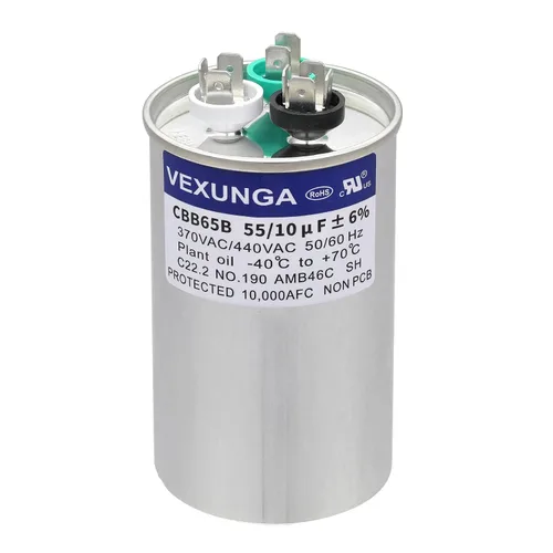 Miniatura 53 de VEXUNGA - 25/5 uF 25+5 MFD 370V o 440V Condensadores redondos de arranque dual 25 5 uF 370 440 Volt VAC CBB65 Condensadores para acondicionador