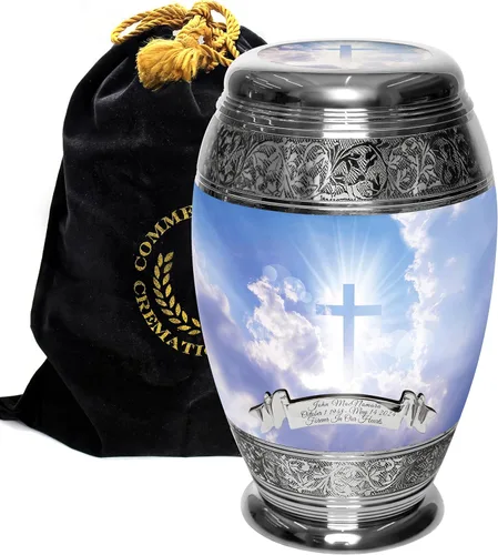 Miniatura 13 de Urna de cremación de cruz negra para cenizas hombre adulto – Urnas de cremación personalizadas para cenizas humanas, urnas decorativas para hombre