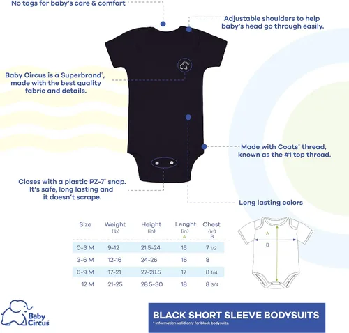 Miniatura 5 de BABYCIRCUS Baby Short Sleeve Onesies Bodysuits, 100% Cotton