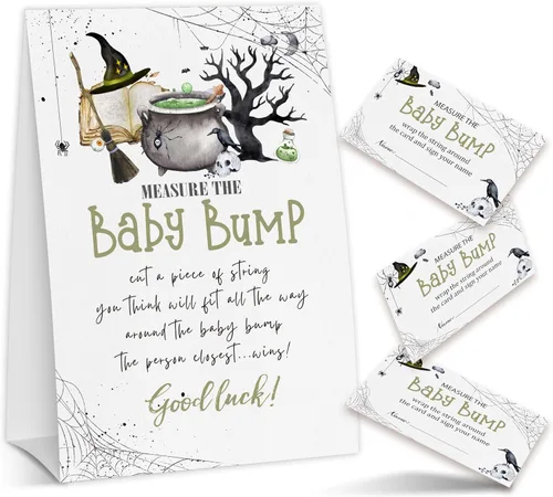 ZIIUFRN Juego de tarjetas de juego para baby shower, mide el juego Baby Bump, 50 tarjetas - Suministros minimalistas de género neutro para niño y