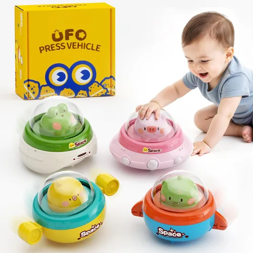 Coches de juguete a presión y marcha para niños pequeños de 1 a 3 años, coches de carreras de bebés con animales, coches de fricción para niños de 6