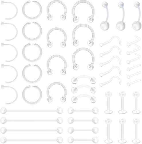Miniatura 8 de D.Bella Kit de Retenedores de Piercing Transparentes Estilo Mix, Retenedores de Piercing Flexibles para Labios, Nariz, Cejas, Pezones, Lengua