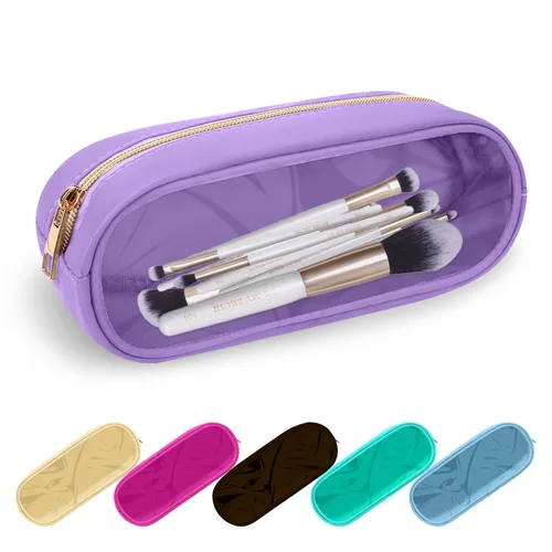Miniatura 51 de Estuche pequeño para lápices y maquillaje para bolso, lindo estuche de lápices, bolsa de pinceles de maquillaje de nylon con cremallera, estuche
