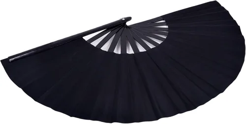 Miniatura 6 de Abanico grande plegable para baile de línea, ventilador de aplausos para botas en el suelo, fiesta, decoración, festival (negro)