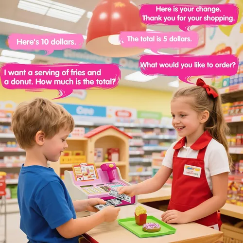 Miniatura 8 de Wee Wonders Caja registradora de madera para niños con calculadora real, juguete recargable de caja registradora con escáner/dinero