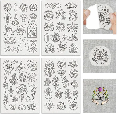 Miniatura 12 de BENECREAT 4 Estilo 104 Piezas A-Z Alfabeto de Flores Solubles en Agua, Estabilizadores de Bordado Desmontables de Patrón Boho para Encaje, Camisas