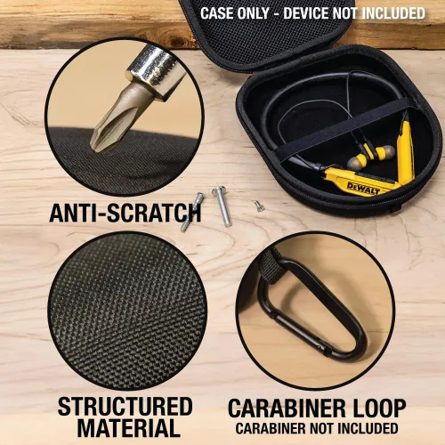 Miniatura 5 de DEWALT Funda protectora resistente para auriculares con banda para el cuello, compacta y ligera con funda rígida para auriculares de EVA