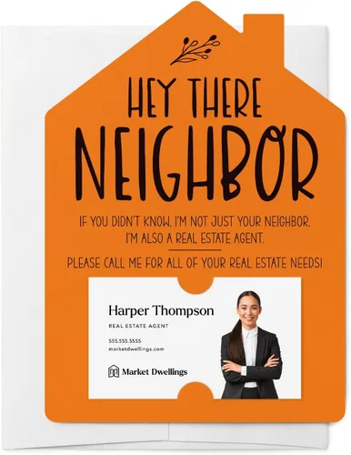 Miniatura 11 de Market Dwellings Juego de tarjetas de felicitación Hey There Neighbor Real Estate Mailers - Bienes raíces con sobres incluidos - Diseñado